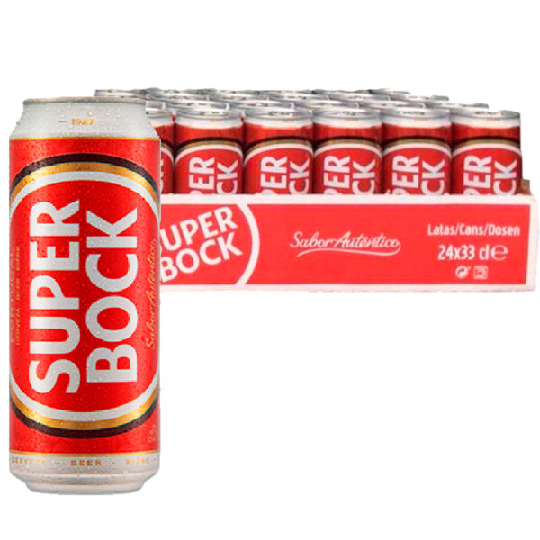 5601164114708 Cerveza Lager 5.2% Alc. SUPER BOCK Lata 330ml. 24/Caja